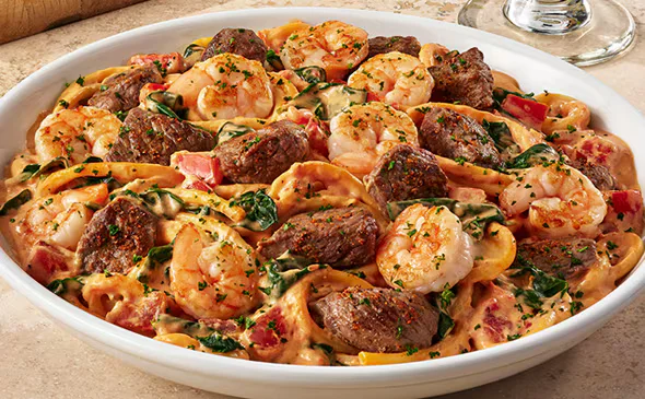 Olive Garden Menu with Prices & Calories 2026 28 Calabrian Steak and Shrimp Bucatini