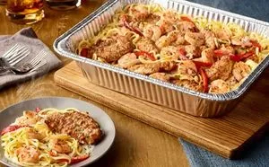 Olive Garden Menu with Prices & Calories 2026 156 Chicken and Shrimp Carbonara
(Serves 4 – 6)